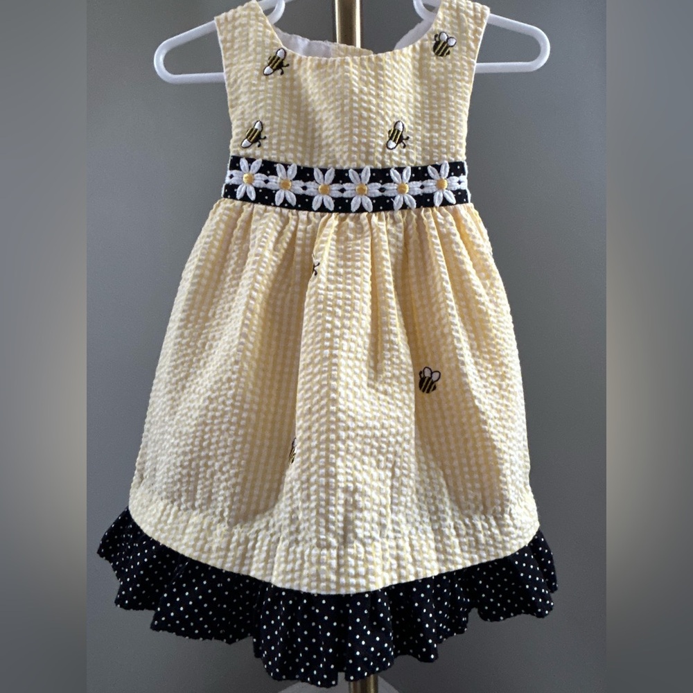 Charming Yellow Seersucker Kids Dress